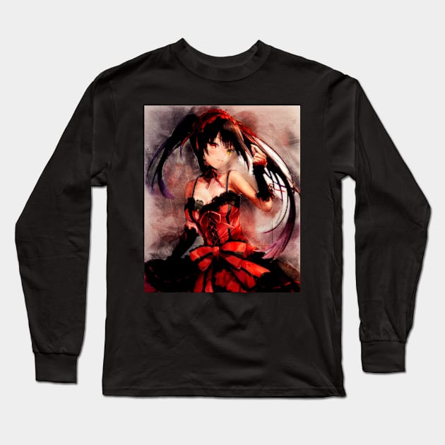 Tokisaki Kurumi Anime Watercolor Long Sleeve T-Shirt by Isamu Studio